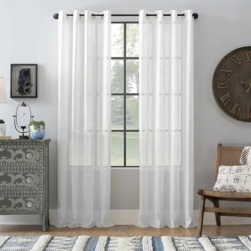 Cortinas blancas 110x170 de salon modernas transparentes para ventanas de comedor 2