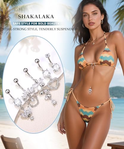 Dangle Belly Button Rings Piercing Jewelry for Women Surgical Stainless Steel Navel Dangly2