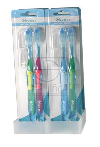 Farline cepillo dental medio duplo, 2 unidad, Doble Cara, Blanco