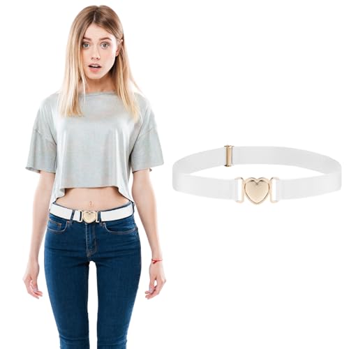 Elastic Waist Belts for Girls,Quick Release Cute Belt Adjustable Stretch Belts with Heart Buckle for Kids Dress Jeans