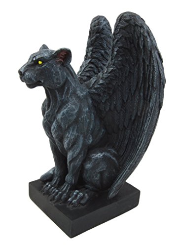 Ebros Gift Crouching Winged Yellow Moon Eyed Black Panther Jaguar Gargoyle Night Crawler Decorative Figurine 6.5" Tall Gothic Desktop Shelves Accent Statue #TOP3