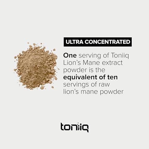 Image of Toniiq Lion's Mane Powder - Ultra High Potency 10:1 Extract with 30% Polysaccharides - Highly Concentrated - Third-Party Lab Tested - 90g
