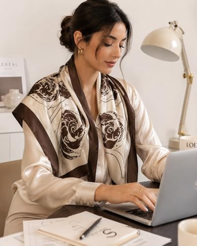 Image of MALINA Women's Polyester Silk Satin Stole Scarf - Soft Lightweight Fashion Wrap, Elegant Floral & Gradient Design, summer stole,Scarf For Women,Premium Stole,Large Size 180x90 cm'