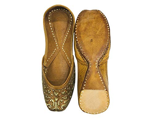Image of Ladies Copper Punjabi Jutti Ethnic Mojari Handmade Leather Indian Jooti