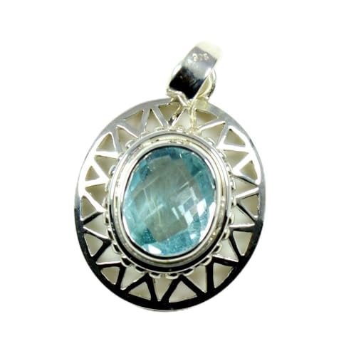 Pendentif argent sterling 925 et topaze bleue naturelle le cadeau idéal
