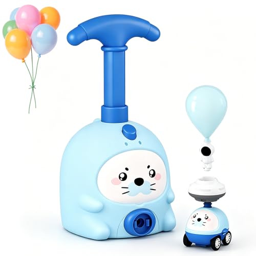 Juankrynord Kit de pompe à air manuelle sur le thème des dessins animés pour enfants idéal pour les écoles les mariages les jeux de société et les activités en plein air (Voiture bleue + 1)