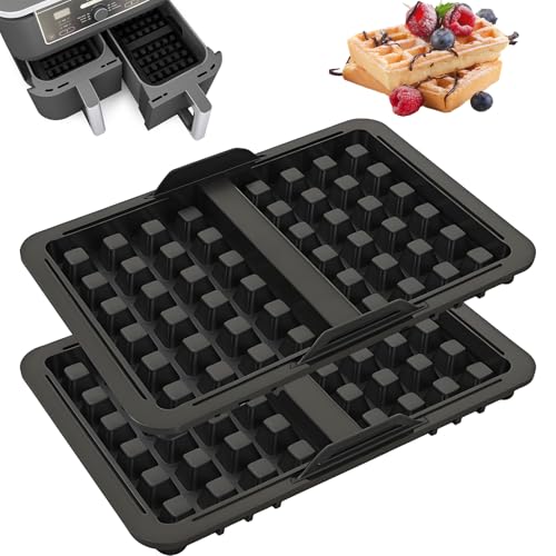 Lifhety 2PCS Ninja Air Fryer Accessories, Silicone Waffle Mould for AF400UK, AF451UK & AF500UK, Belgian Waffle Insert Liners Substitute for Waffle Makers, Ninja Double Stack XL Airfryer Accessories