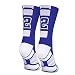 ChalkTalkSPORTS Athletic Half Cushioned Crew Socks | Mid Calf | Blue | Team Number 22