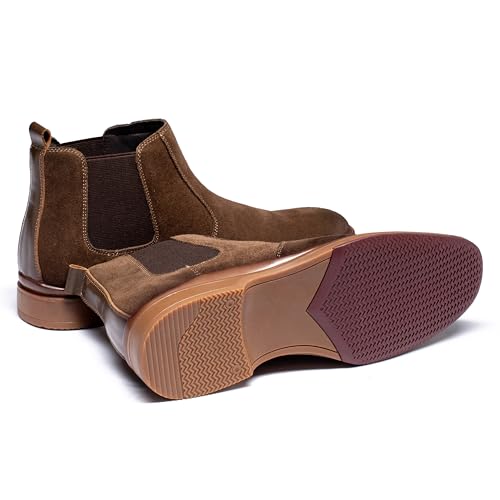 Image of ArcBrothers Men's Chelsea Boots, Relaxed Fit Roomy Toe Box Design, Premium Leather Slip-on Ankle Boots, All-Day Comfort
