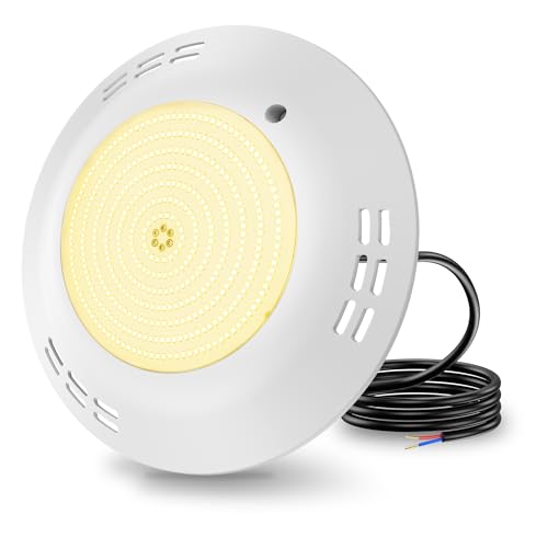 OSREE 35W Foco Piscina LED de Superficie, Lámpara Piscina Subacuática Extraplana No Regulable 2800lm, Ø275mm, Impermeable IP68 Relleno Resina Luz Piscinas, 12V AC/DC, Blanco Cálido