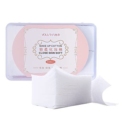 Removedor de labios, almohadillas cosméticas y eficaces, algodón, almohadillas de algodón, 1000 piezas, maquillaje facial, cuadrados sin pelusas, taxi de algodón para reír (blanco, talla única)