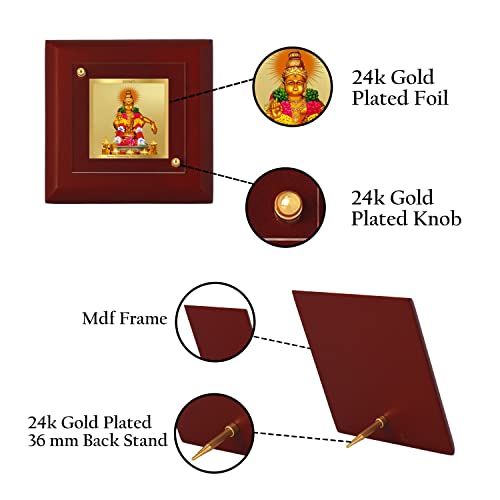 Image of DIVINITI Lord Ayyappa 24K Gold Plated MDF Photo Frame|Premium Religious Table Top Frame for Home, Office & Prayer Room|Luxury Spiritual Gift Item for Housewarming, Festive Gifting|10 x 10 CM