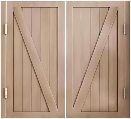 Solid Wood Cafe Doors - 180° Double Swing, Auto Close, Metal Hinges, Grey Interior Partition - 28"x32" for Restaurants, Bars & Cafes - W70xH80cm