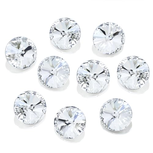 DONGZHOU Kristall Große Strasssteine, Pointback Runde Form Edelstein Steine facettiert Glasperlen für Handwerk Schmuck machen DIY Kleid Schuhe, 16mm 24 Stück