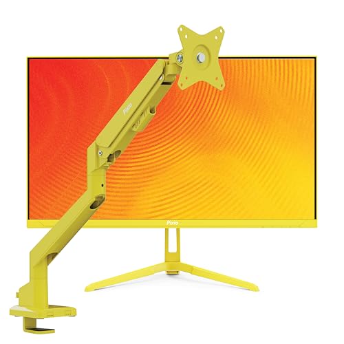Image of Pixio PX249 Wave Yellow 24 inch 240Hz Refresh Rate FHD 1080p Resolution IPS Panel 1ms GTG Response Time Gaming Monitor and PS1S Wave Yellow Single Monitor Arm