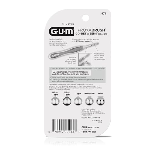 Image of GUM Proxabrush Go-Betweens Ultra Tight Interdental Brushes - Soft Bristle Dental Picks for Plaque Removal, Health & Braces Care, 10 Count (Pack of 4) 40 Total