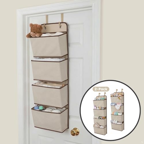 Delta Children 4 Pocket Over The Door Hanging Organizer, 2 Pack, Beige/Tan by Delta Children - Used condition - CA$13.18