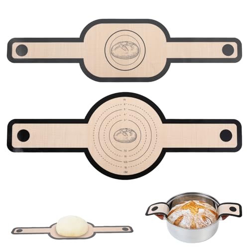 KFHENSOMR 2 Pcs Silicone Bread Sling Bread Baking Mat for Dutch Oven with Long Handles Non-Stick Reusable Dutch Oven Liners Sourdough Essentials Baking Easy to Transfer Sourdough