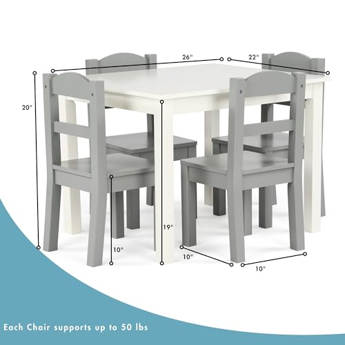 Humble Crew Juego Mesa y 4 sillas Madera Blanco/Gris: ingeniería Cocina, diseño Innovador, Seguro niños, fomenta imaginación, Montaje rápido, excelente Juego - imagen 4