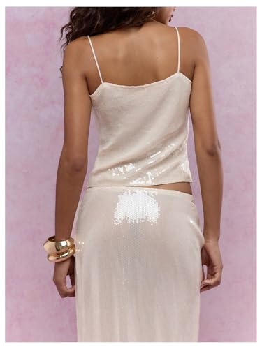SOLY HUX Women's Glitter Sequin Cami Tops Spaghetti Strap Camisole Sleeveless Party Clubwear Top2