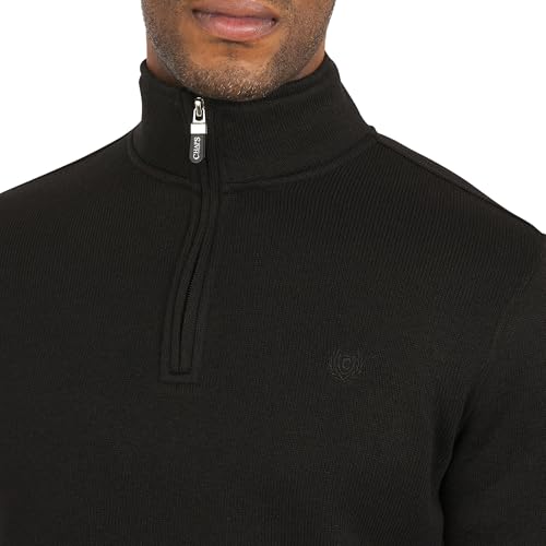 Chaps Men\'s Regular Fit Long Sleeve Midweight Quarter Zip Fleece Pullover Sweater, American Black, Large