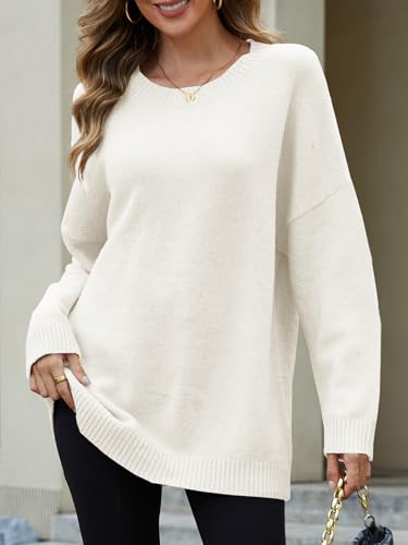 UNCLECAT Women's Oversized Sweaters Trendy Knit Sweater Tops Long Sleeve Crewneck Casual Pullover2