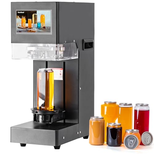 VorChef Fully Automatic Commercial Can Sealing Machine, 2.17in 55MM Can Sealer Machine Soda Can Sealer for Aluminum & Plastic Cans Touch Screen Operation, No Need Cup Mat, Auto-Detect Height