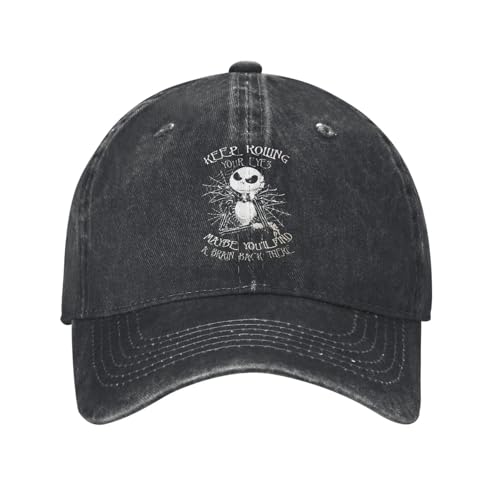 Gorra de béisbol Vintage Nightmare Before Christmas Unisex Desgastado y Lavado, Sigue poniendo los Ojos en Blanco, Gorras para Entrenamientos al Aire Libre