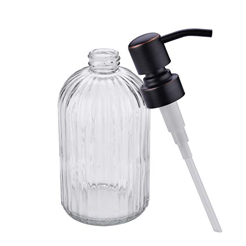 Image of Dish Kitchen Soap Dispenser, Oil Rubbed Bronze Bathroom Liquid Soap Dispensers,with Rustproof Stainless Steel Pump,16 Oz Clear Glass Bottle,2 Packs