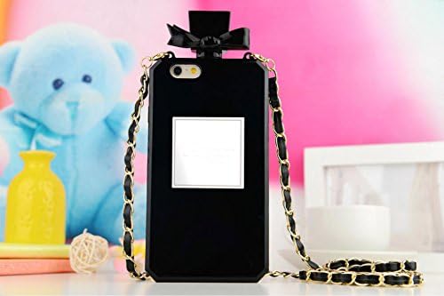 New Fashion Perfume Bottle Telephone Case Bowknot Style Design Hangbag Phone Cover with Chain for iPhone 6 Plus (5.5) Color Black