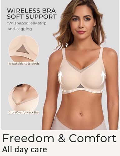 Gailife Womens Wireless V Mesh Comfortable Bra Seamless Bralette Push Up Bras No Underwire Supportive Tshirt Everyday Bras2