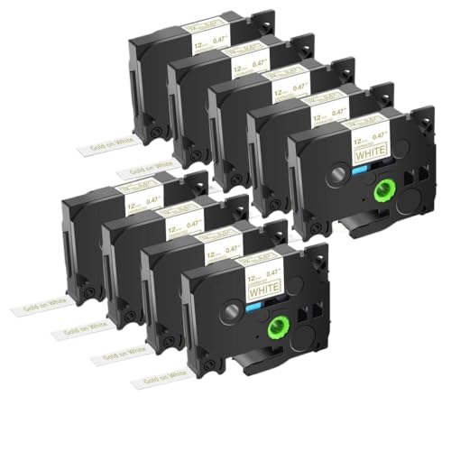 9 ���n�ɍ��̃��x���e�[�v TZE231 TZE335 S131 FX231 PTH110 D210 ���x�����[�J�[ 12 �~�����[�g�����{���ƌ݊���(Gold on white)