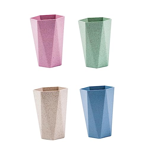 CONGARTENO 4pcs Rhombus Toothbrush Tumbler Set Stylish Bathroom Mouthwash Cups for Home Kitchen Travel Simple Design Portable Drinking Cup