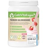 Hochkalorische Trinknahrung Vegan Kalorien Shake zum zunehmen | Astronautennahrung Trinkmahlzeit mit Kohlenhydrate Protein Vitamine & Mineralstoffe Hochdosiert | CaloVital (500 g, Erdbeere)