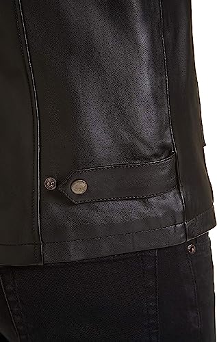 Image of Mens Genuine Black /Brown Hooded Bomber Leather Jacket Real Lambskin Waxed with Removable Hood