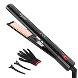 Hair Straightener, Bigrace Pro Flat Iron for Hair 2nd Diamond Ceramic Ionic Flat Hair Iron Dual Voltage 10S Instant Heat Flat Irons (11 Adjustable Temp, LCD, Incl 1Glove, 2 Hair Clips, 1 Bag, Black)