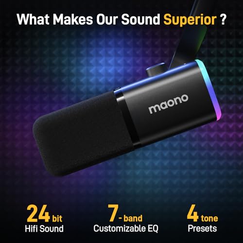 Image of MAONO Dynamic Gaming Microphone: USB /XLR Podcast Mic with Boom Arm, Software, PC Mic for Gamer- Podcast Setup for Streaming, Recording Studio, YouTube Content Creation Online Chat-PD100XS