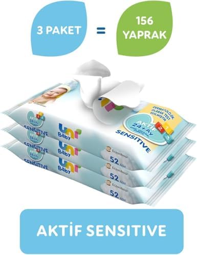 Uni Baby Aktif Sensitive Islak Mendil 3x52 156 Yaprak - Görsel 2