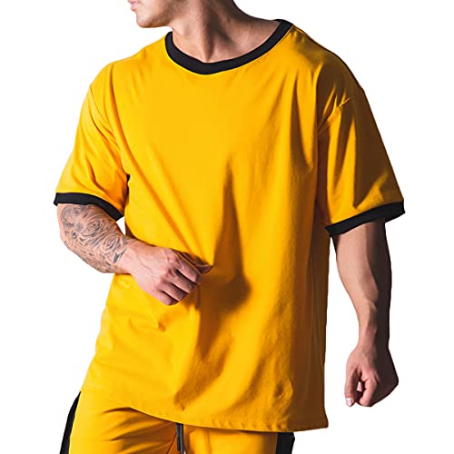 Image of Magiftbox Workout Shirts Short Sleeve Oversized Hipster Loose Gym Shirts Basketball Hip-hop Street Style T-Shirts for Men T44