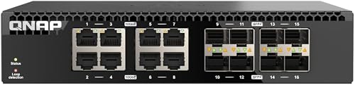 QNAP QSW-3216R-8S8T-US 16-Port Half-Width Rackmount 10GbE Unmanaged Switch for SMB/SOHO high-Speed Networking environmen