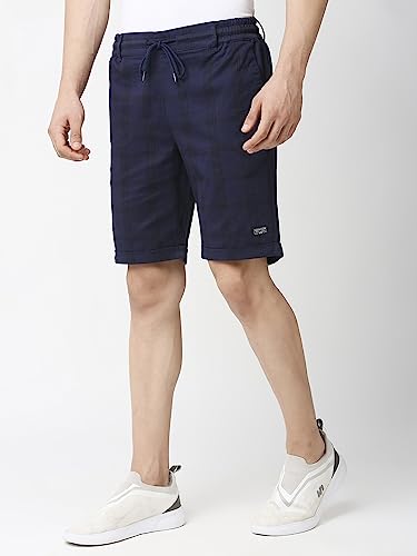 Image of Thomas Scott Men's | Checks | Chino Shorts | Regular Fit | Linen Blend | Above Knee | Casual Short