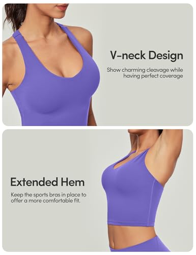 Image of IUGA Buttery Adjustable Workout Tank Tops Woman with Built in Bra Y Back Longline Sports Bra Athletic V-Neck Crop Tops
