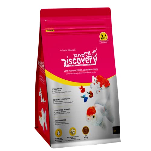 Image of Taiyo Pluss Discovery Pink Fish Food - 500 g Pouch (Pack of 1) (New Formula) | Highly Nutritious Super Premium 2-in-1 Optimum Formula | Mini Pellets (0.8 mm) for All Aquarium Fishes