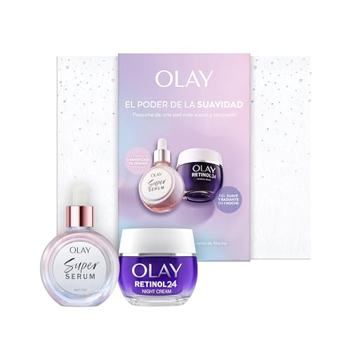 PACK ESPECIAL: Olay Retinol24 Crema Hidratante De Noche, 50ml Y Olay Super Sérum, Sérum Facial Hidratante, 30 ml. Para Una Piel Suave