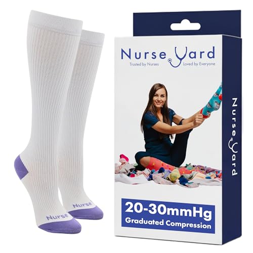 Image of Nurse Yard Compression Socks for Nurses - Women & Men - 20-30mmHg Graduated Compression, For Medical Staff, Athletes - 1 Pair