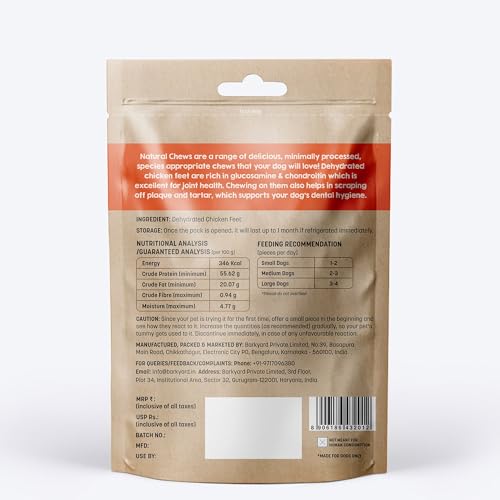 Image of HUFT Natural Chews - Dehydrated Chicken Feet for Dogs - 80 gm (Pack of 2) | All-Natural, High-Protein Dog Treats | Grain-Free & Preservative-Free Chews | Supports Dental Hygiene, Joint Health