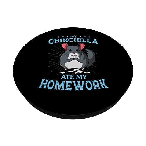 Chinchilla Owner Pet Rodent Ate My Homework Veterinarian PopSockets Swappable PopGrip, Black - Image 2