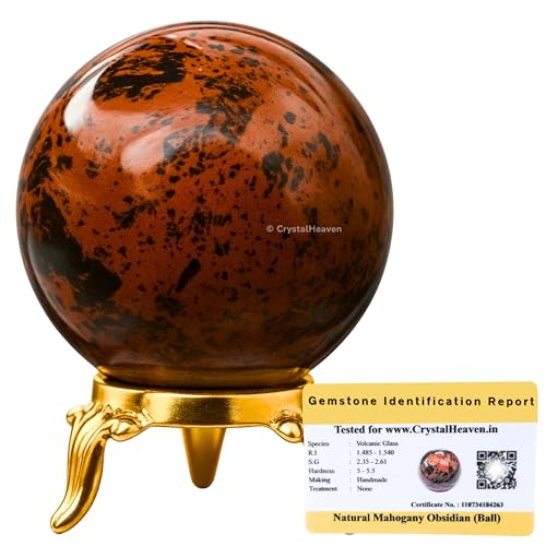 Image of Certified Mahogany Obsidian Crystal Ball for Meditation - Premium Crystal Vastu Items for Home and Feng Shui Items for Good Luck - Ideal for Pooja Supplies and Spiritual Practices (1.5 inch Inch)