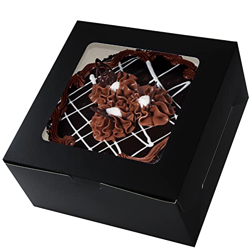 Black Cake Boxes. Yotruth 10 x 10 x 5” Bakery Boxes with Window 20pcs