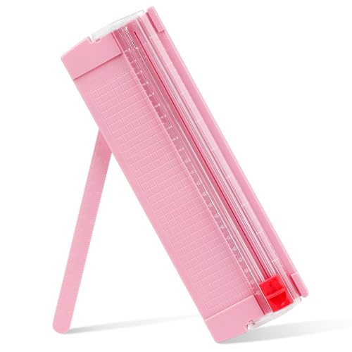 Mini Paper Cutter Paper Trimmer Guillotine A4 A5 with Automatic Security Safeguard for Paper Label Card Craft Paper and Photos (Pink)